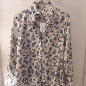 J. Crew Blue and Green Floral Shirt
